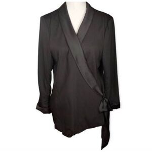 H&M CONSCIOUS COLLECTION BLACK WRAP BLAZER SZ.12 EUC.